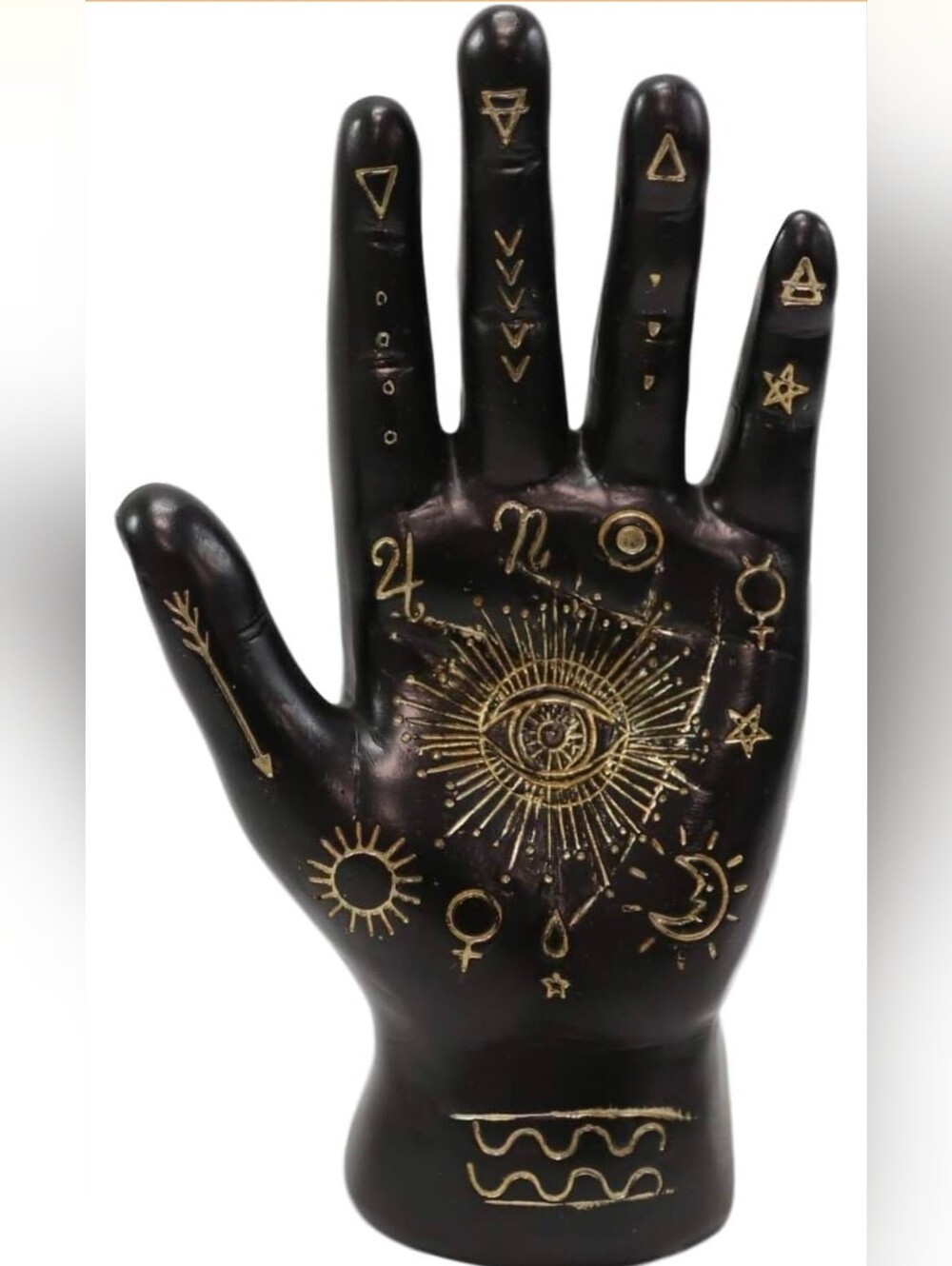Mystical Palmistry Hand Black & Gold Celestial Decor 7” NWOT - Picture 4 of 4